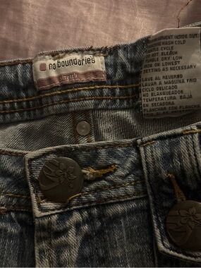 No Boundaries Light Blue Washed Stretch Jeans with Floral Buttons